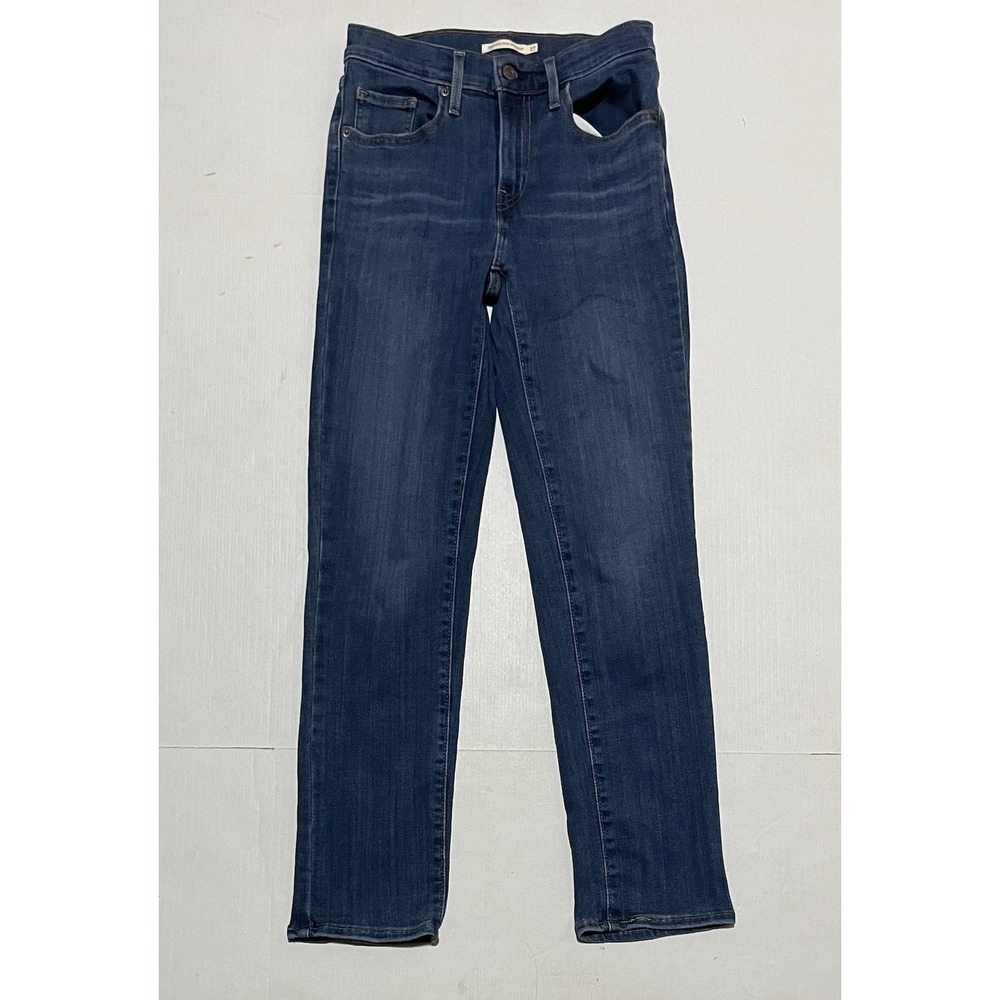 Levis 724 High Rise Straight Jeans Womens Denim 27 X 29 Dark Wash Blue Stretch